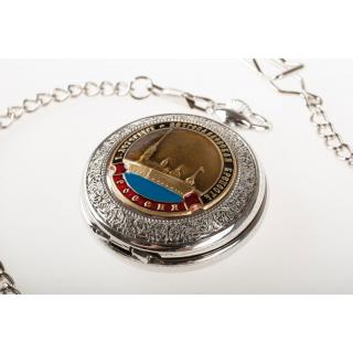 Часы карманные с металической накладкой "Петропавловская крепость"