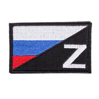 Патч (шеврон, нашивка ) Z Флаг России вышитый на липучке черный 8х5