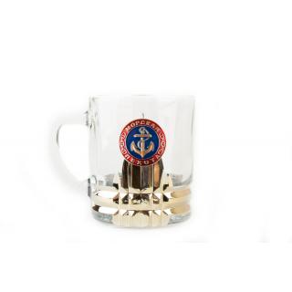 Кружка для чая и кофе с металлической накладкой Морская пехота (якорь син.фон)