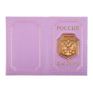 Обложка на паспорт Герб РФ на щите орнамент нат.кожа флоттер