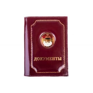 Обложка на документы+паспорт Дед (крутой дембель) красный