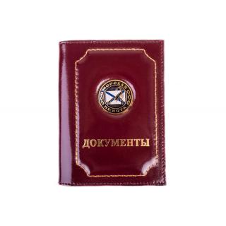 Обложка на документы+паспорт Морская пехота (скорпион на Андреевском флаге)