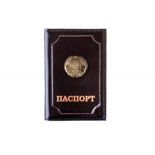 Обложка на паспорт Герб Белоруссии, кожа премиум
