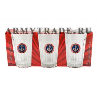 Подарочный набор из 3-х стаканов Морская пехота (якорь, синий фон)