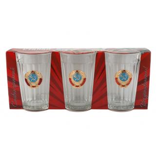 Подарочный набор из 3-х стаканов Герб СССР