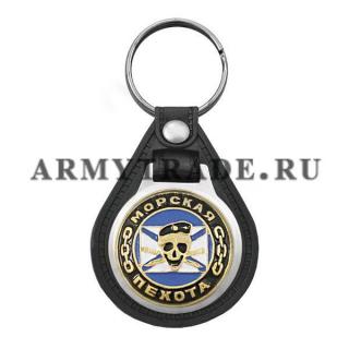Брелок с жетоном Морская пехота Россия (череп на андреевском флаге) на виниловой подложке