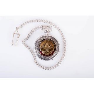 Часы карманные с металической накладкой "Исаакиевский собор, С-Перербург"