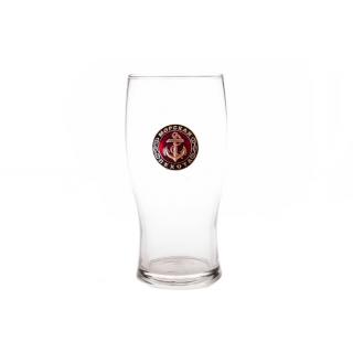 Бокал для пива Тюльпан, с металлической накладкой Морская пехота (якорь, красный фон)