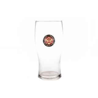 Бокал для пива Тюльпан, с металлической накладкой Долг Честь Мужество (Орел на красном фоне)
