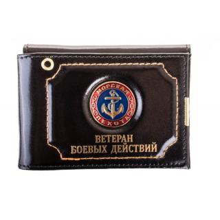 Обложка для удостоверения+автодокументы Ветеран Боевых действий Морская пехота (Якорь синий фон)