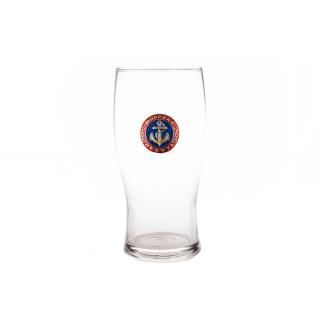 Бокал для пива Тюльпан, с металлической накладкой Морская пехота (якорь, синий фон)