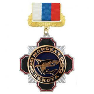 Медаль Морская пехота (акула), на колодке триколор