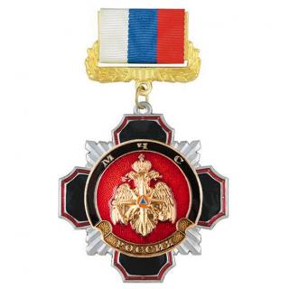 Медаль МЧС (с орлом МЧС), на колодке триколор