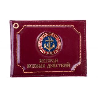 Обложка для удостоверение Ветеран боевых действий Морская пехота (якорь синий фон)