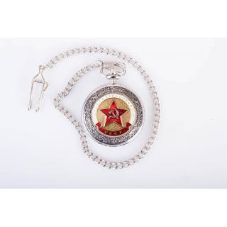 Часы карманные с металической накладкой "Звезда СА (армия, авиация,флот)"