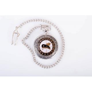 Часы карманные с металической накладкой "Морская пехота (черный берет с лавр. ветвью)"