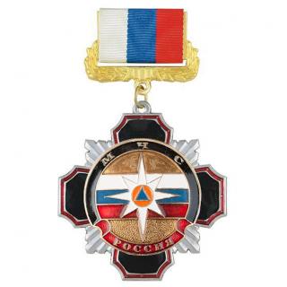Медаль МЧС, на колодке триколор