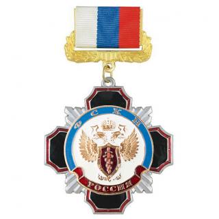 Медаль ФСКН, черный крест на колодке триколор