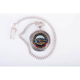Часы карманные с металической накладкой "Долг честь отвага (акула, торпеда, парашют)"