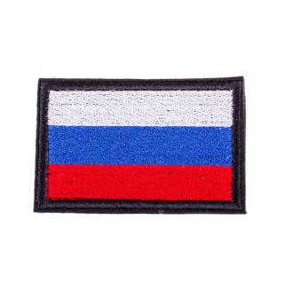 Патч (шеврон, нашивка ) Флаг РФ триколор вышитый на липучке черный 8х5 см