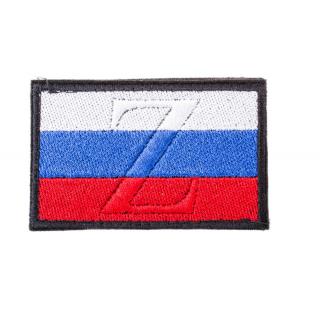 Нашивка на одежду - патч - шеврон Z Флаг России 3D вышитый на липучке черный 8х5