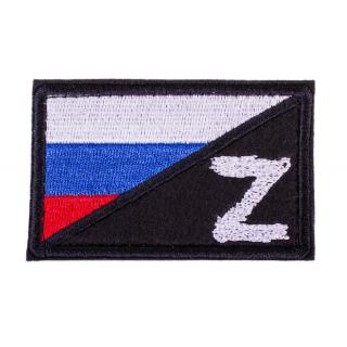 Патч (шеврон, нашивка ) Z Флаг России вышитый на липучке черный 8х5 2 вариант