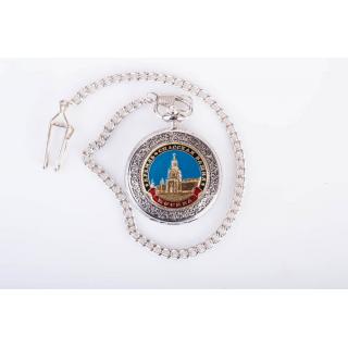 Часы карманные с металической накладкой "Кремль Спасская башня"