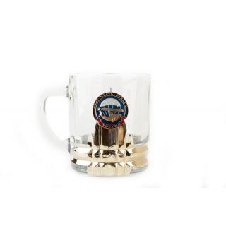 Кружка для чая и кофе с металлической накладкой Долг честь отвага (акула, торпеда, парашют)
