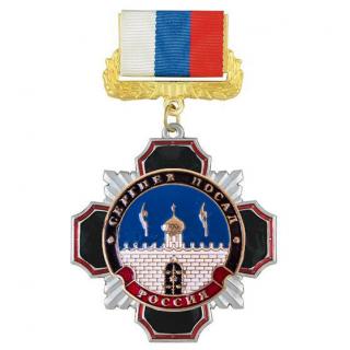 Медаль Сергиев Посад, черный крест на колодке триколор