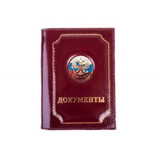 Обложка на документы+паспорт Россия (российский флаг с гербом)