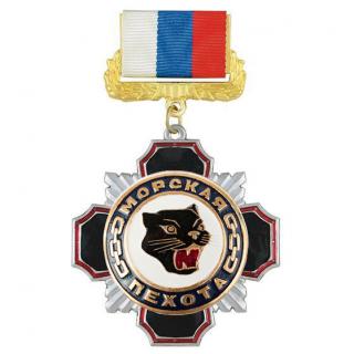 Медаль Морская пехота (пантера), на колодке триколор