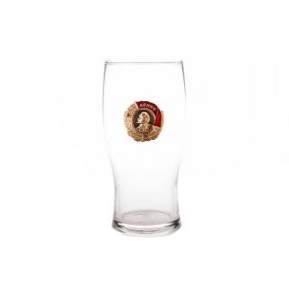Бокал для пива Тюльпан, с металлической накладкой Орден Ленина