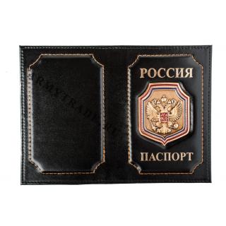 Обложка на паспорт Герб РФ на щите нат.кожа