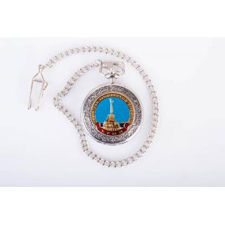 Часы карманные с металической накладкой "Памятник затопленным кораблям"