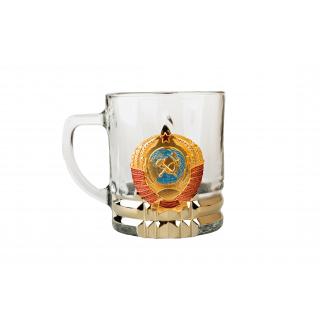 Кружка для чая и кофе с металлической накладкой Герб СССР