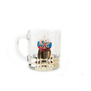 Кружка для чая и кофе с металлической накладкой Россия (Российский флаг с гербом)